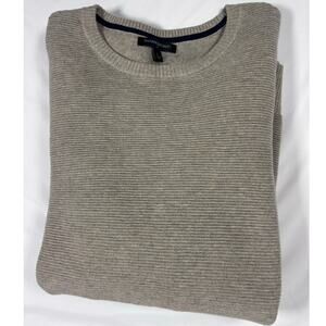 Men's Banana Republic Beige Lightweight 100% Cotton Ribbed Sweater Size L